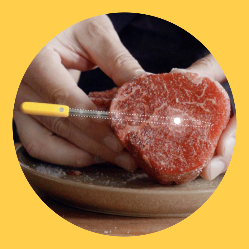 Demonstration of how the Combustion Predictive Thermometer finds the TrueCore temp in a beef filet (aka filet mignon steak).